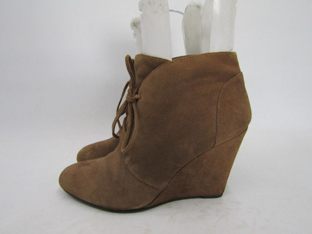 VIA SPIGA Womens Size 9 M Brown Suede Laces Wedge Ankle Fashion Boots Bootie